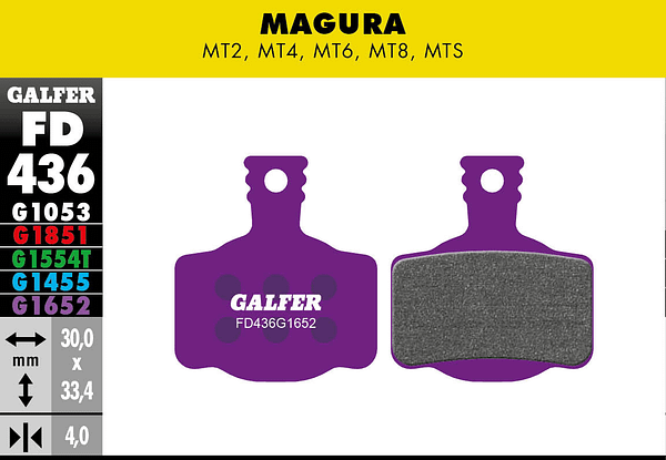 Pastilhas GALFER Magura MT2-4-6-8 FD436G1652 -E-BIKE