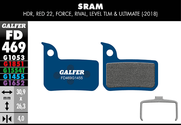 Pastillas GALFER  Sram Red 22/ Level FD469G1455 -ROAD