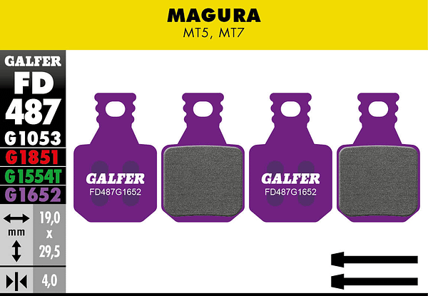 Pastilhas GALFER Magura MT5/ MT7 4 pads FD487G1652 -E-BIKE