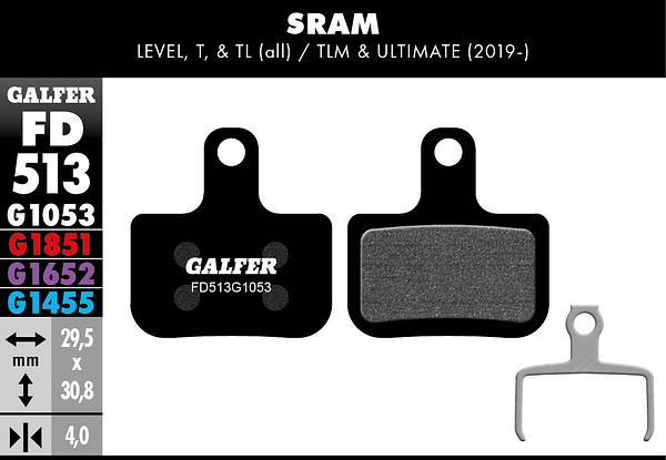 Pastilhas GALFER Sram Level/ T/ TL FD513G1053 -STD