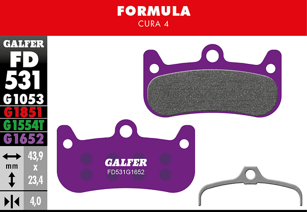 Pastilhas GALFER Formula Cura 4 FD531G1652 -E-BIKE