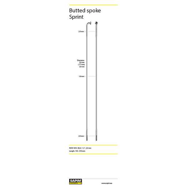 Raio 270 - 310 SAPIM Sprint Inox - 14G - J - BK